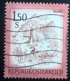 Selo postal da Áustria de 1974 Bludenz