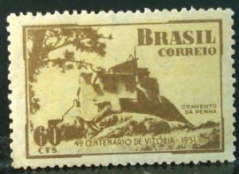 Selo postal do Brasil de 1951 4º Centenário de Vitória/ES