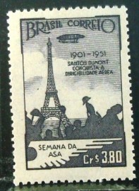 Selo postal do Brasil de 1951 Santos Dumont 3,80