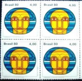 Quadra de selos postais do Brasil de 1980 Televisão Brasileira N