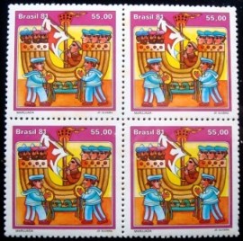 Quadra de selos postais do Brasil de 1981 Marujada