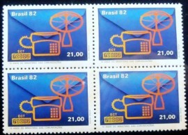 Quadra de selos postais do Brasil de 1982 Ministério Comunicações