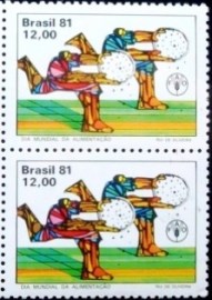 Par de selos do Brasil de 1981 Dia da Alimentação