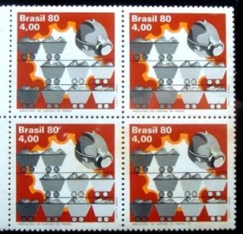 Quadra de selos do Brasil de 1980 Carvão de Pedra