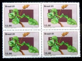 Quadra de selos postais do Brasil de 1981 Palicourea Rígida