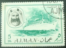 Selo postal do Ajman de 1967 Sheikh Rashid and ship