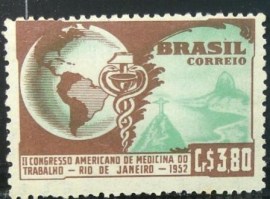 Selo postal do Brasil de 1952 Medicina do Trabalho - C 285 N