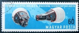 Selo postal da Hungria de 1966 Gemini 6 and Gemini 7