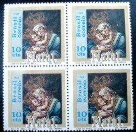 Quadra de selos postais do Brasil de 1969 Natal