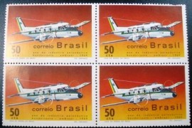 Quadra de selos postais do Brasil de 1969 Bandeirante
