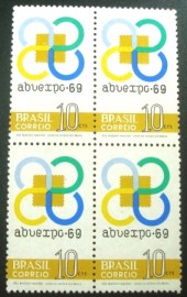 Quadra de selos postais do Brasil de 1969 ABUEXPO 59