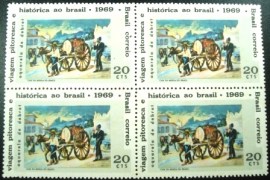 Quadra de selos postais do Brasil de 1969 Jean Baptiste Debret