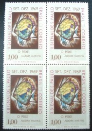 Quadra de selos do Brasil de 1969 O Peixe