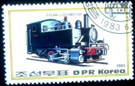 Selo postal da Coréia do Norte de 1983 Steam Locomotive