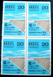 Quadra de selos postais do Brasil de 1969 Usina de Jupiá