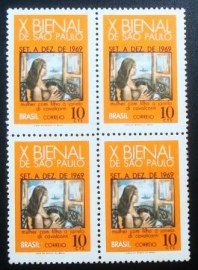 Quadra de selos postais do Brasil de 1969 Mulher com Filho