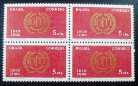 Quadra de selos postais do Brasil de 1969 O.I.T.