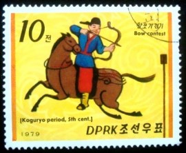 Selo postal da Coréia do Norte de 1979 Archery contest
