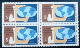 Quadra de selos postais do Brasil de 1969 Feira do calçado