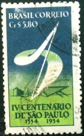 Selo postal de 1953 400 anos de São Paulo- C 295 U