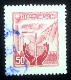 Selo postal da Coréia do Sul de 1958 Reconstruction
