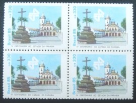 Quadra de selos postais do Brasil de 1985 Aniversário da Paraíba