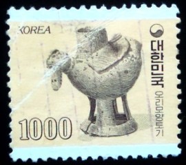 Selo postal da Coréia do Sul de 1983 Earthenware duck