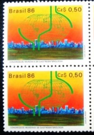 Par de selos postais do Brasil de 1986 Gastroenterologia