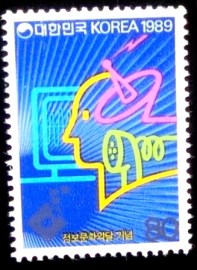 Selo postal da Coréia do Sul de 1989 Information Industry Month