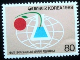 Selo postal da Coréia do Sul de 1989 Biochemists 5th congress