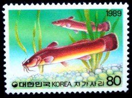 Selo postal da Coréia do Sul de 1989 South Torrent Catfish