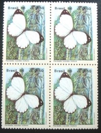 Quadra de selos postais do Brasil de 1986 Pierriballia Mandela Morione