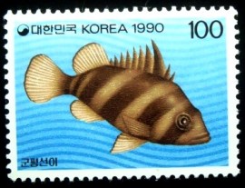 Selo postal da Coréia do Sul de 1990 Sweetlips
