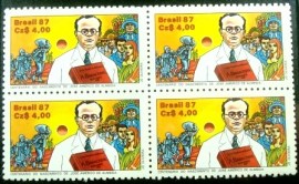 Quadra de selos postais do Brasil de 1987 José Américo de Almeida