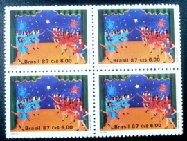 Quadra de selos postais do Brasil de 1987 Folguedos Populares