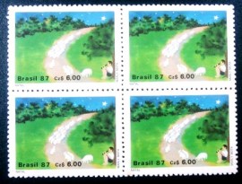 Quadra de selos postais do Brasil de 1987 Natal no Campo