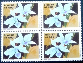 Quadra de selos postais do Brasil de 1987 Laelia Lobata Veitch