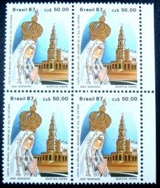 Quadra de selos postais do Brasil de 1987 N.S.Fátima