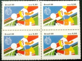 Quadra de selos postais do Brasil de 1989 - E.C.Bahia