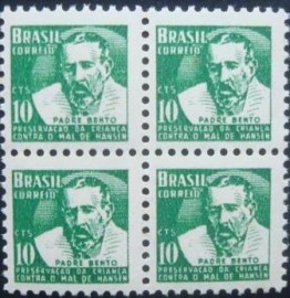 Quadra de selos postais do Brasil de 1958 Padre Bento H 6