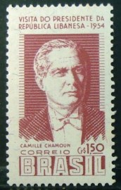 Selo postal do Brasil de 1954 Camille Chamoum