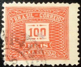 Selo postal do Brasil de 1919 Taxa Devida 100 U