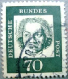 Selo postal da Alemanha de 1962 Ludwig van Beethoven 70