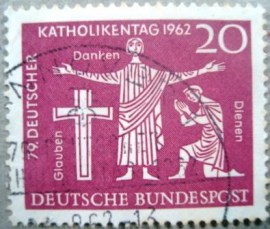 Selo postal da Alemanha de 1962 Cross and two faithful - 850 U
