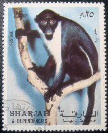 Selo postal de Sharjah de 1972 Monkey