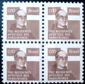 Quadra de selos postais do Brasil de 1975 Frei Nicodemos H 17