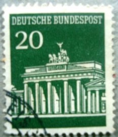 Selo postal da Alemanha de 1966 Brandenburg Gate Berlin 20