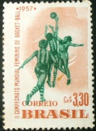 Selo postal do Brasil de 1957 Mundial de Basquete - C 393 N