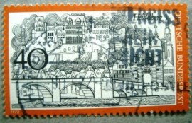 Selo postal da Alemanha de 1972 Heidelberg with Neckar bridge and castle - 1069 U