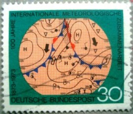 Selo postal da Alemanha de 1973 Meterological co-operation - 760 U